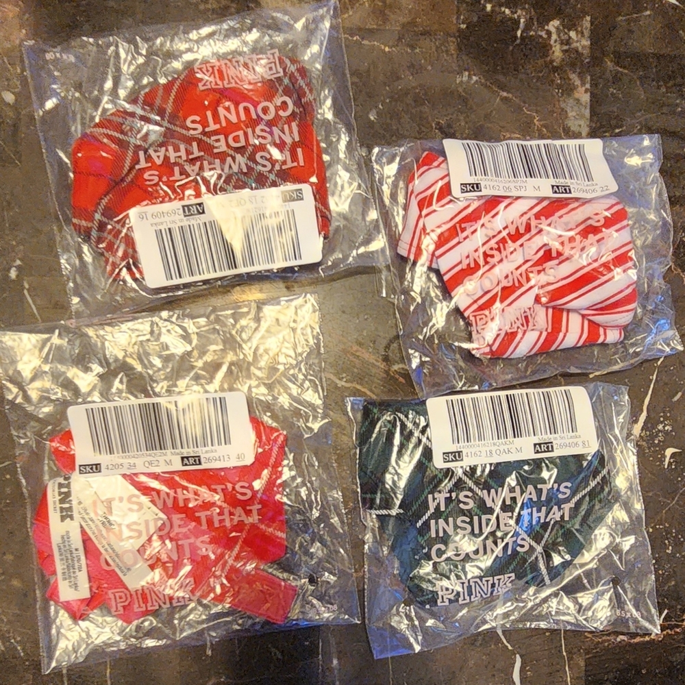 PINK Victoria's Secret Red and Pink Panties Bundle of 4